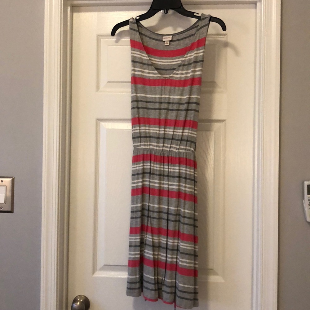 Grey and pink striped tank dress